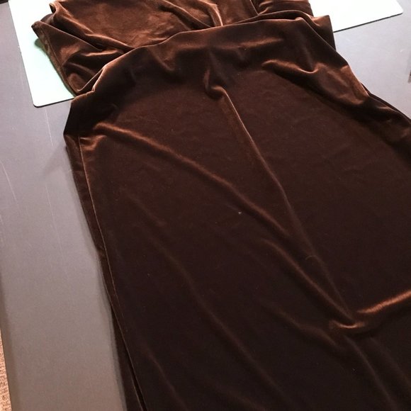 Vintage Velour Maxi Dress - Bodycon - Chocolate Brown - Picture 7 of 10